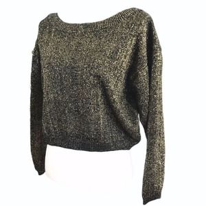 Cara Soho Metallic Gold & Black Cropped Sweater